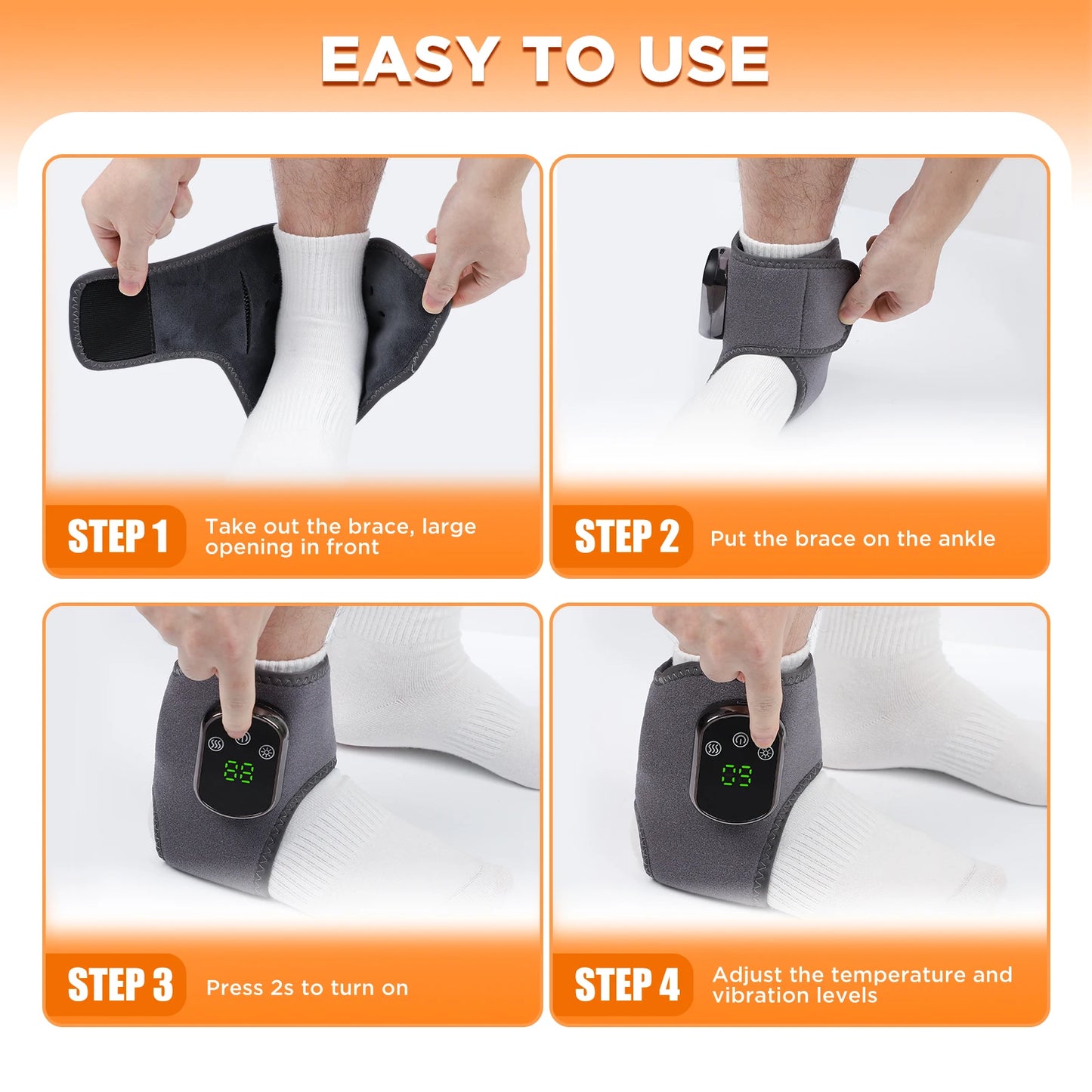 ComfortGuard | Electric Ankle Massager with Hot Compress & Vibration | Adjustable Settings for Pain Relief 11