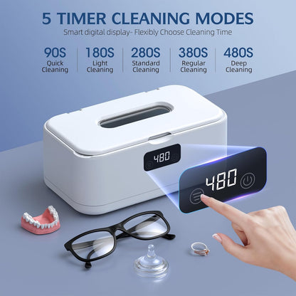 Ultrasonic Jewelry Cleaner | Dual-Intensity Technology with Compact Design for Effective Cleaning 6