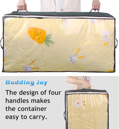 Budding Joy | 90L Under Bed Storage Bags with Clear Window | Durable Foldable Organizers for Efficient Space Management 9