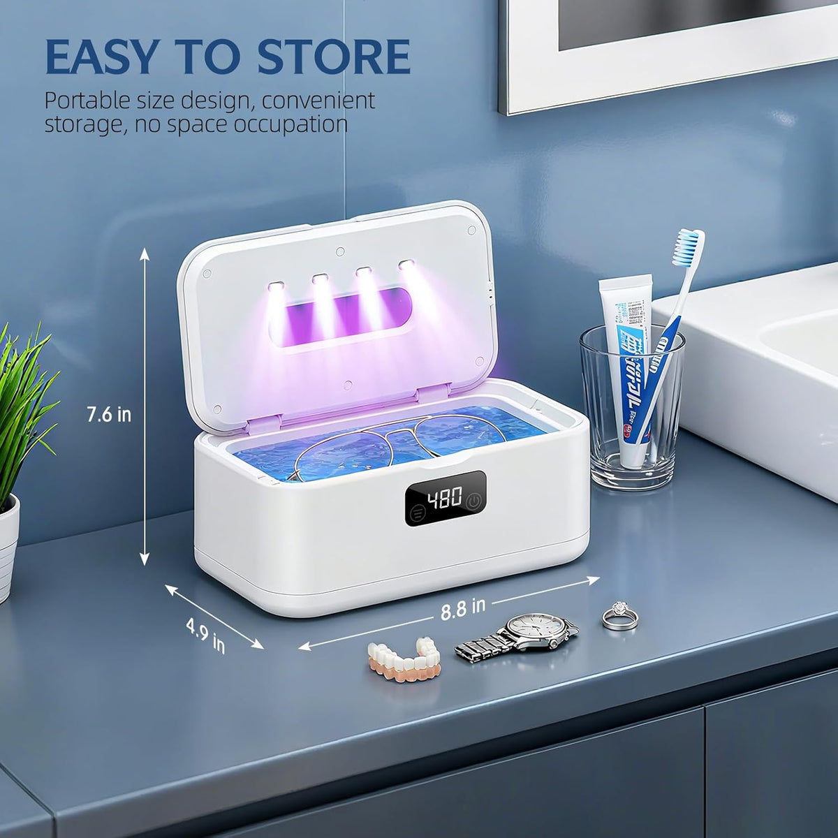 Ultrasonic Jewelry Cleaner | Dual-Intensity Technology with Compact Design for Effective Cleaning 11