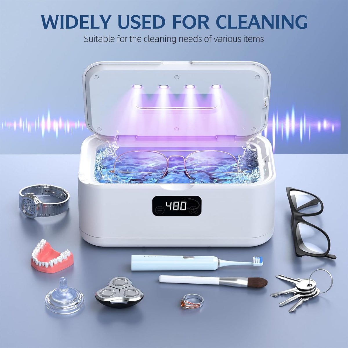 Ultrasonic Jewelry Cleaner | Dual-Intensity Technology with Compact Design for Effective Cleaning 9