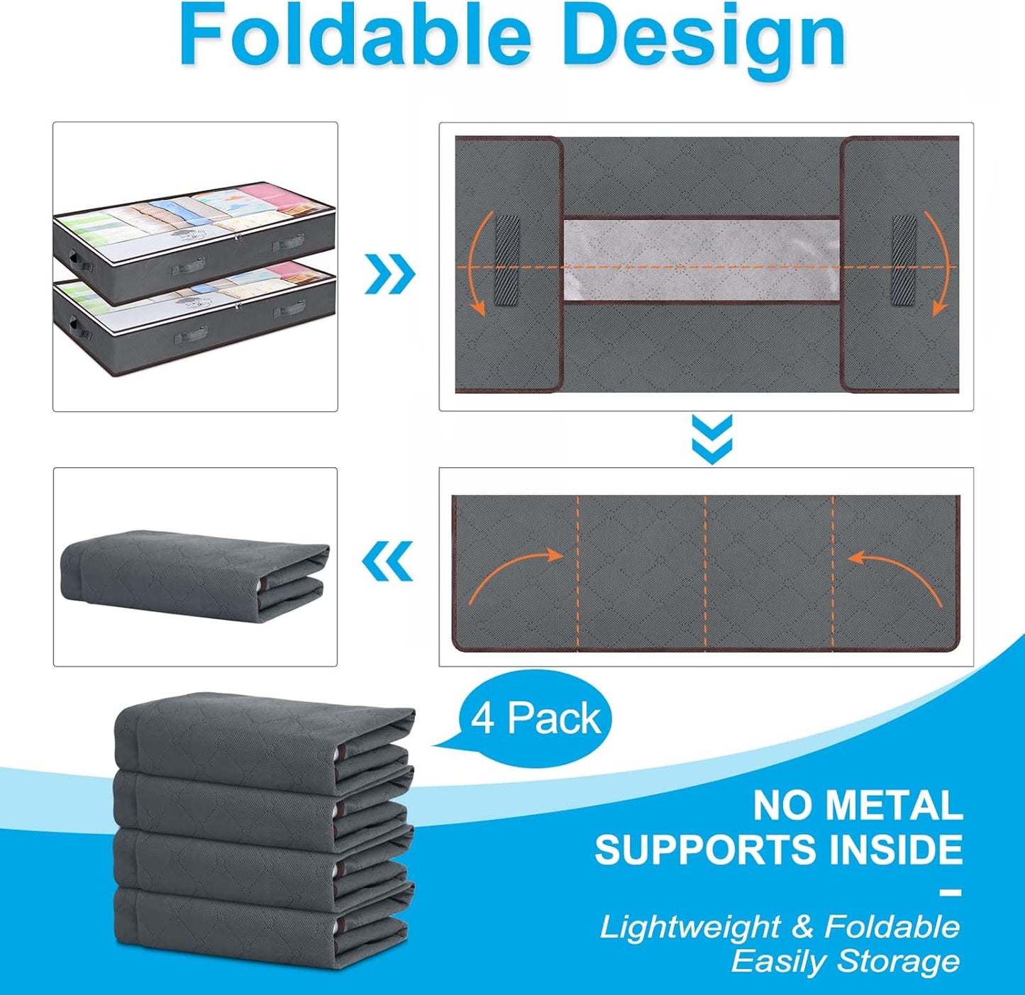 Budding Joy | 90L Under Bed Storage Bags with Clear Window | Durable Foldable Organizers for Efficient Space Management 8