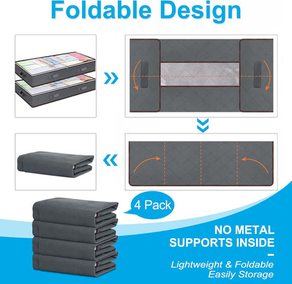 Budding Joy | 90L Under Bed Storage Bags with Clear Window | Durable Foldable Organizers for Efficient Space Management 8