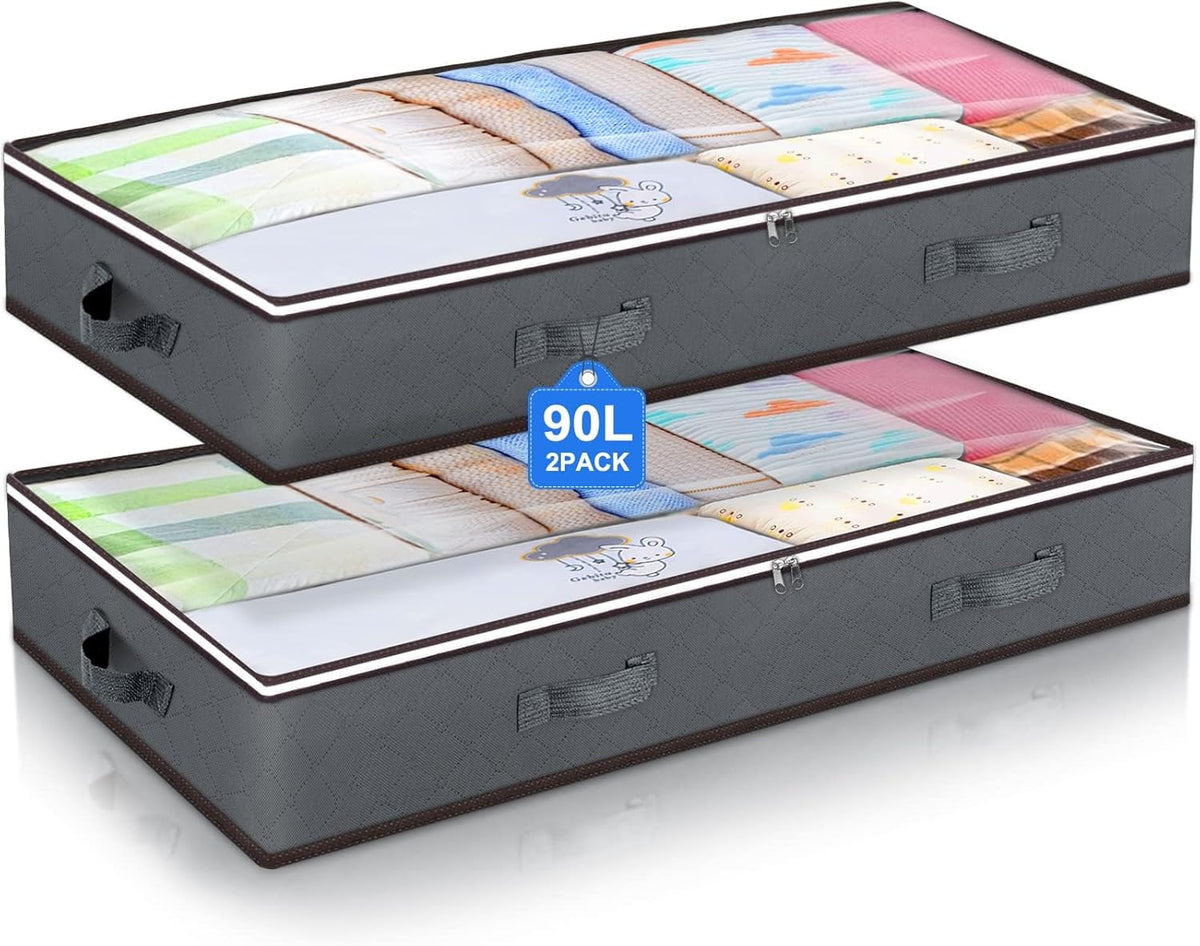 Budding Joy | 90L Under Bed Storage Bags with Clear Window | Durable Foldable Organizers for Efficient Space Management 13
