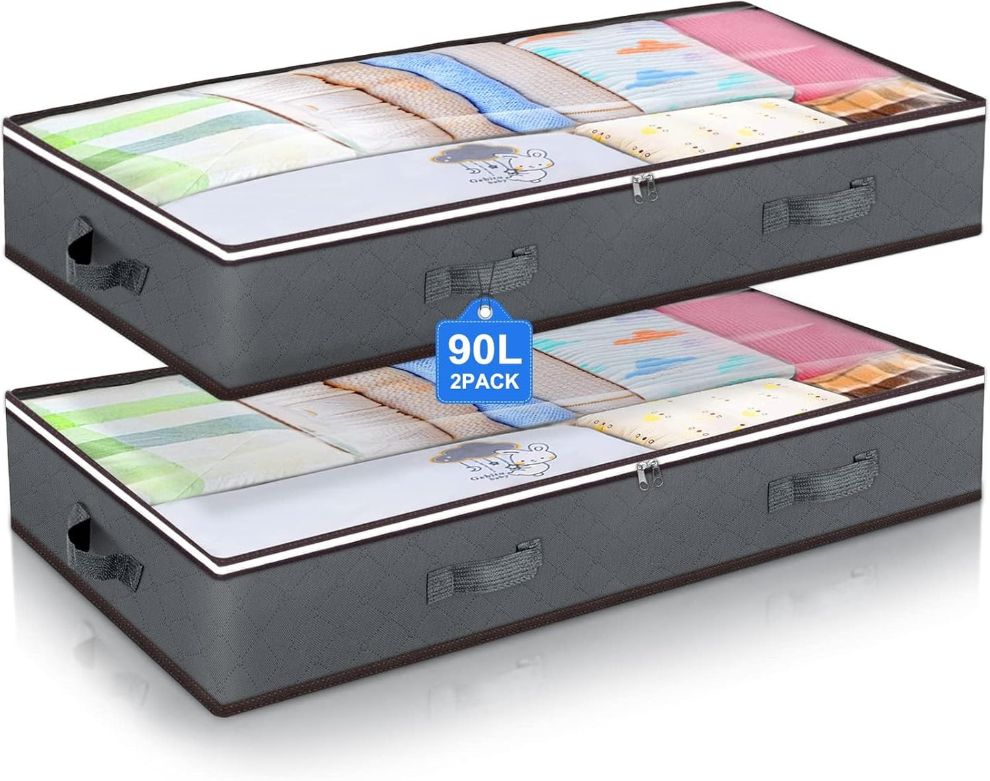 Budding Joy | 90L Under Bed Storage Bags with Clear Window | Durable Foldable Organizers for Efficient Space Management 13