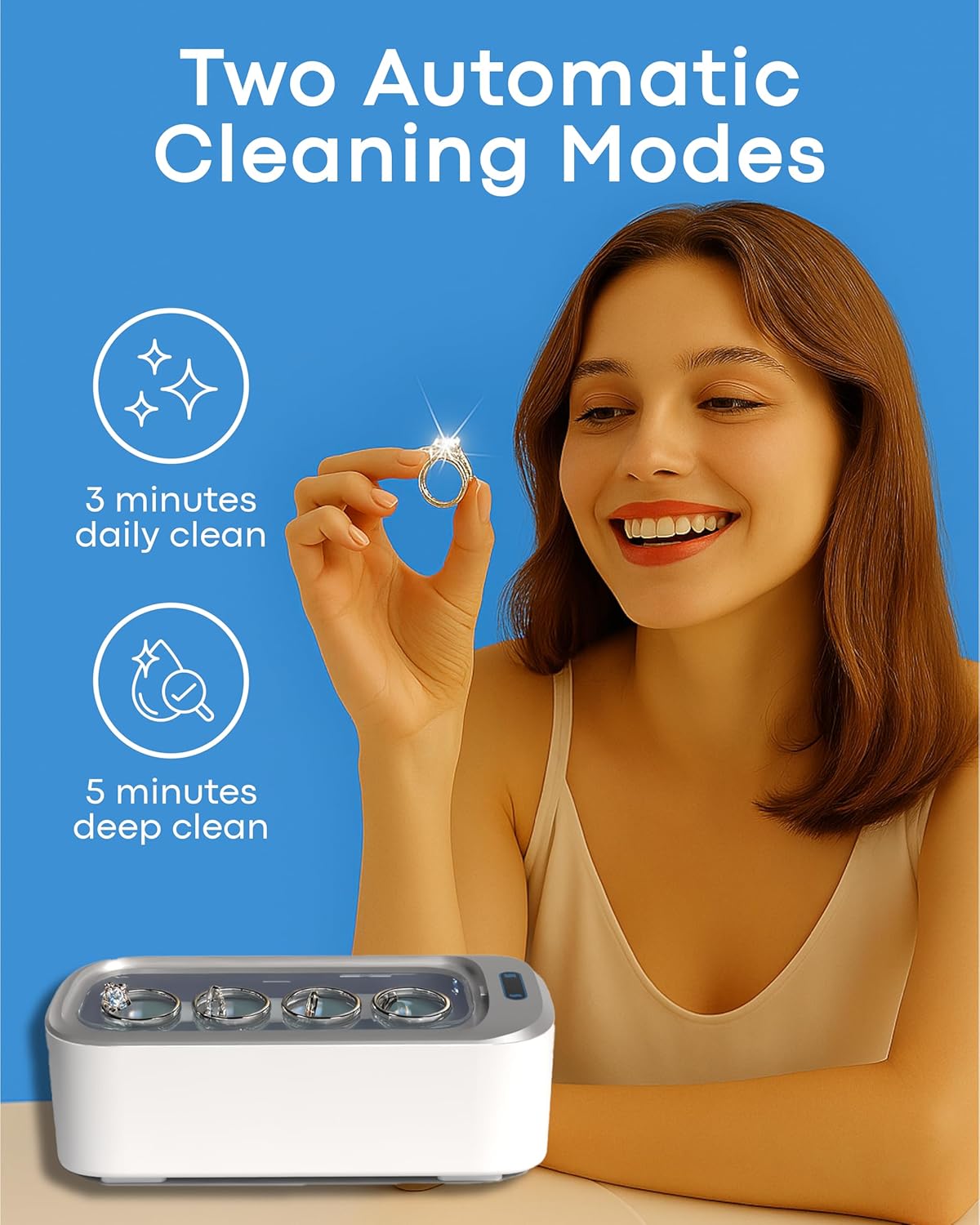 Ultrasonic Cleaner Set | Portable Jewelry Cleaner with 46KHz Frequency | Efficient Deep Cleaning for Glasses and Jewelry 5