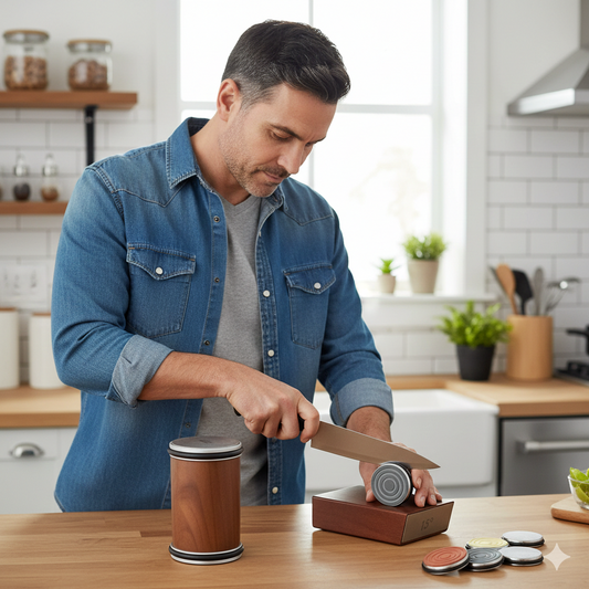 Precision Knife Sharpener Kit | Dual Angle Roller with Magnetic Holder for Effortless Sharpening 1