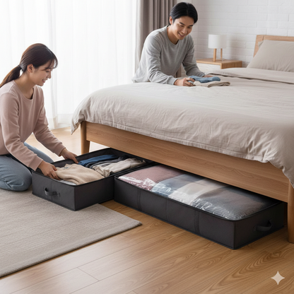 Budding Joy | 90L Under Bed Storage Bags with Clear Window | Durable Foldable Organizers for Efficient Space Management 1