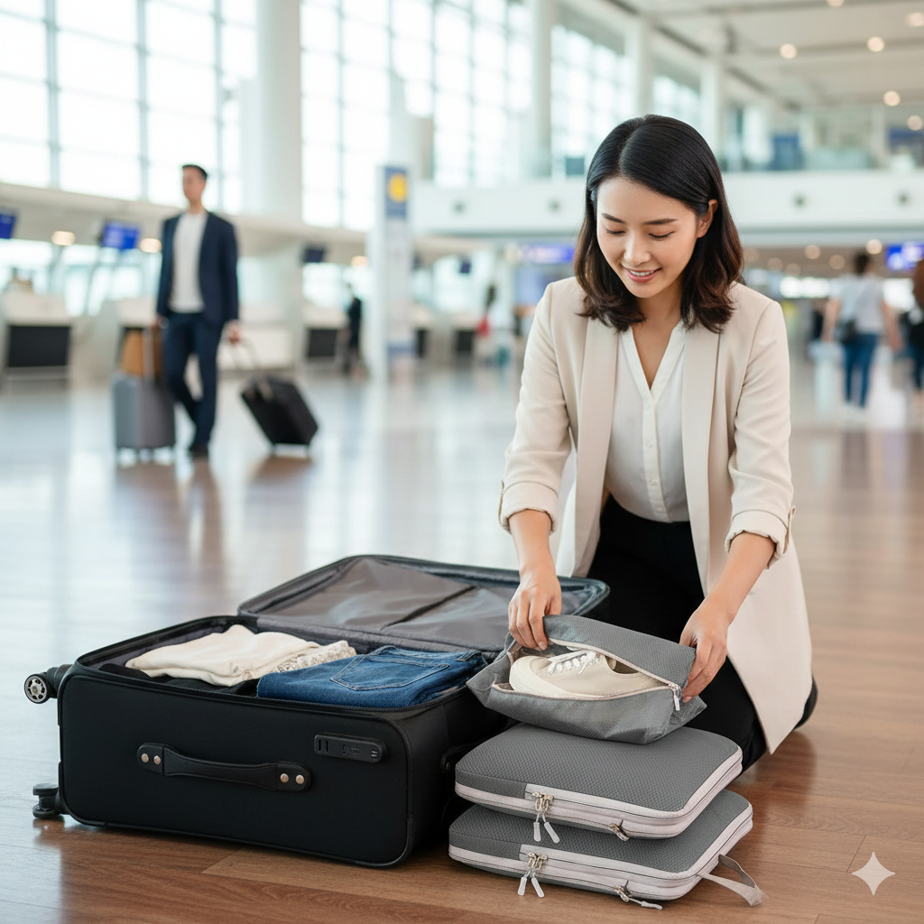 Travel Organizer Set | Compressible Packing Cubes with Waterproof Nylon | Versatile Luggage Solution for Efficient Packing 1