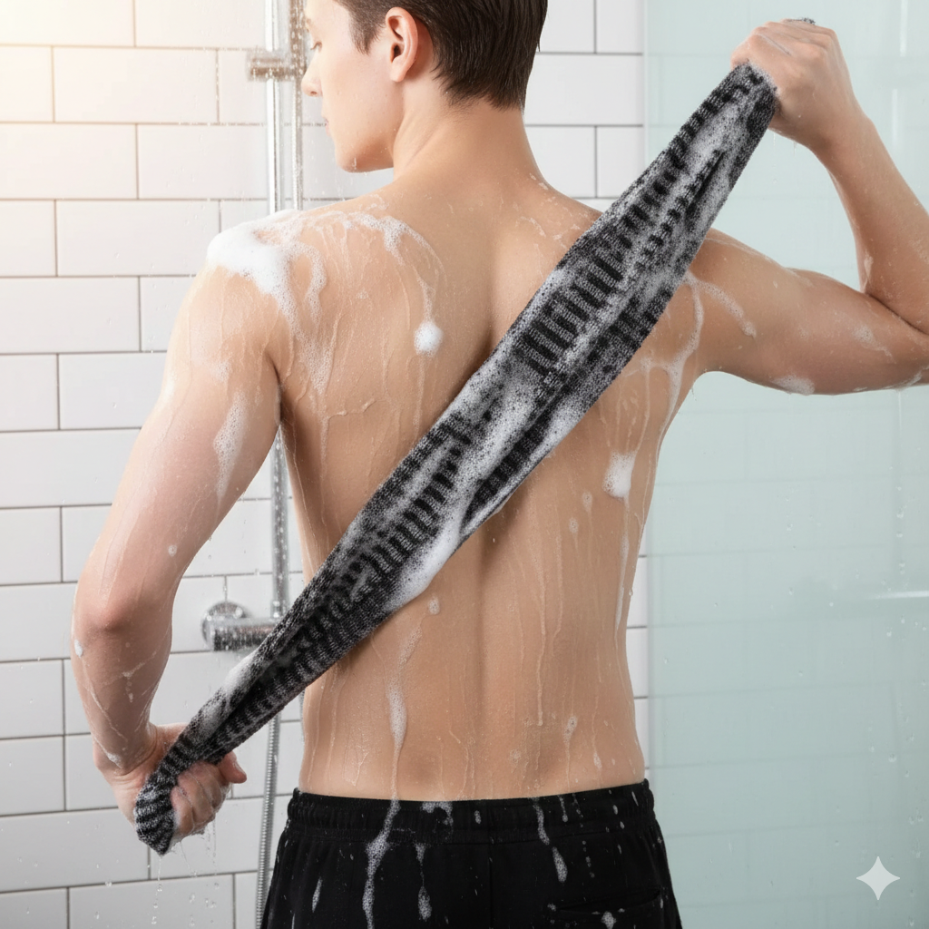 Exfoliating Bath Towel | Nylon Washcloth with Wavy Surface for Deep Cleansing 1