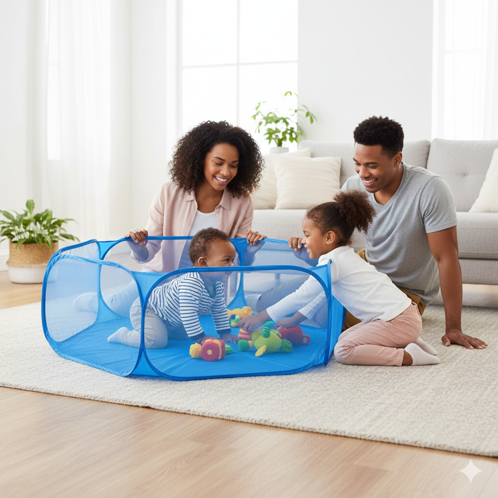 Kids Playpen | 120cm Hexagon Ball Pool with Transparent Mesh Design | Safe Play Area for Endless Fun 1