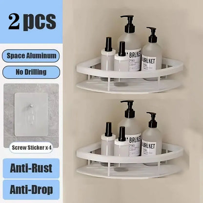 Corner Shelf | No-Drill Aluminum Corner Storage with Space-Saving Design | Stylish Wall-Mounted Organizer for Bathroom and Kitchen 18