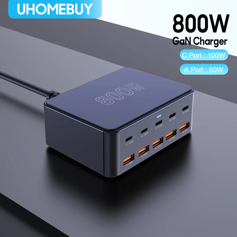 Universal Multiport USB C GaN Charger | 800W Fast Charging for Laptops & Devices 14