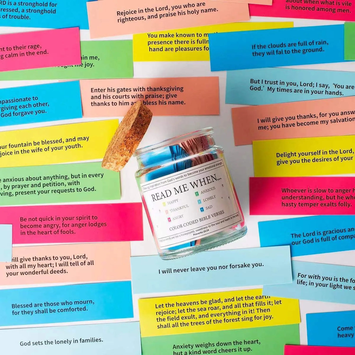 Inspirational Quotes Jar | Colorful Bible Verses for Daily Motivation | Uplifting Glass Decor for Christian Homes 9