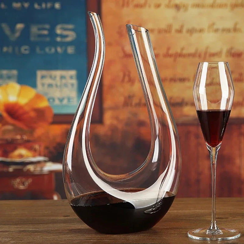 Elegant Crystal Wine Decanter with Unique U-Shape Design for Effortless Aeration 9