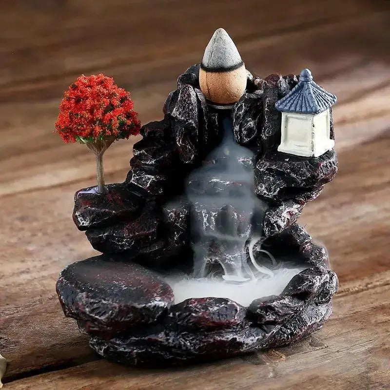 Zen Decor | Backflow Incense Burner with Mountain Waterfall Design | Tranquil Atmosphere for Relaxation and Meditation 4