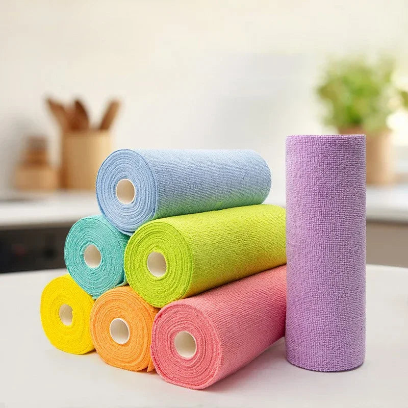 Eco-Friendly Microfiber Cleaning Cloth Roll with Perforated Sheets for Efficient Kitchen Cleaning 16