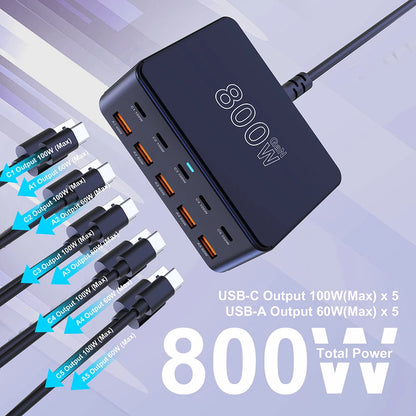 Universal Multiport USB C GaN Charger | 800W Fast Charging for Laptops & Devices 17