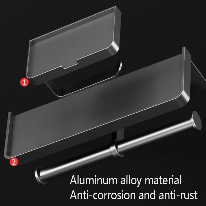 Stylish Wall-Mounted Toilet Paper Holder with Durable Aluminum Alloy Design for Space-Saving Convenience 9