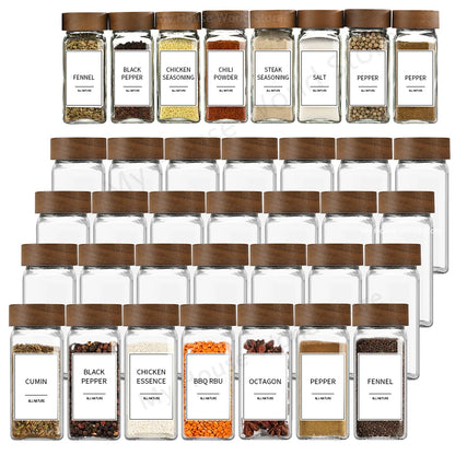 Essential Spice Organizer | 13-Piece Glass Spice Jar Set with Bamboo Lids | Stylish Storage for Fresh Seasonings 2