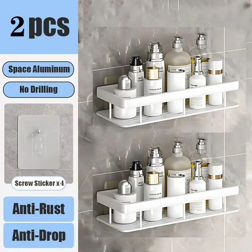 Corner Shelf | No-Drill Aluminum Corner Storage with Space-Saving Design | Stylish Wall-Mounted Organizer for Bathroom and Kitchen 3