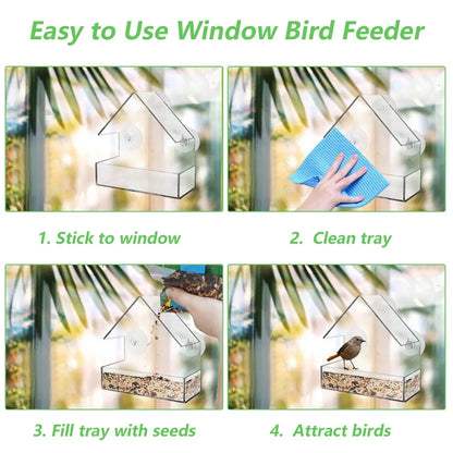 Window Bird Feeder | Transparent Acrylic Design with Secure Suction Cups for Close-Up Birdwatching 7