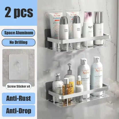 Corner Shelf | No-Drill Aluminum Corner Storage with Space-Saving Design | Stylish Wall-Mounted Organizer for Bathroom and Kitchen 12