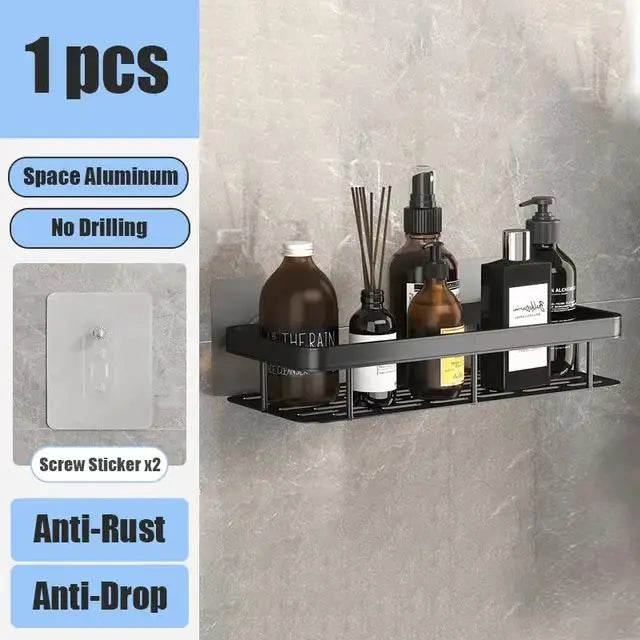 Corner Shelf | No-Drill Aluminum Corner Storage with Space-Saving Design | Stylish Wall-Mounted Organizer for Bathroom and Kitchen 6
