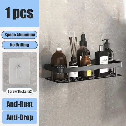 Corner Shelf | No-Drill Aluminum Corner Storage with Space-Saving Design | Stylish Wall-Mounted Organizer for Bathroom and Kitchen 6
