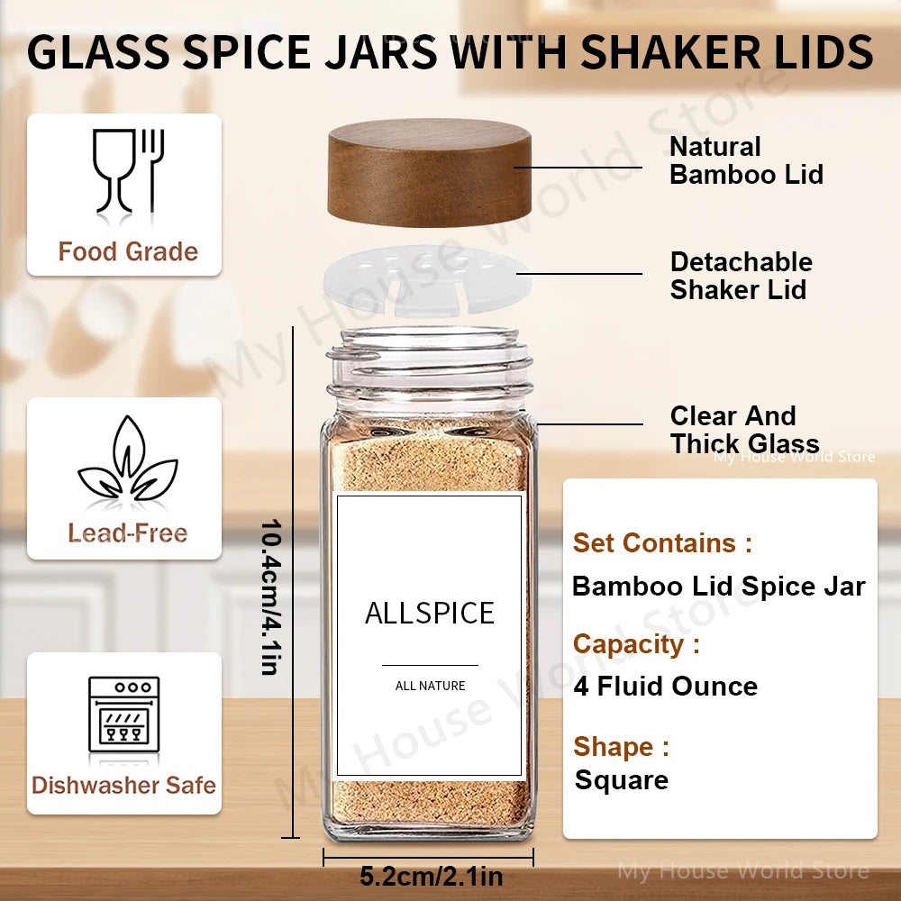 Essential Spice Organizer | 13-Piece Glass Spice Jar Set with Bamboo Lids | Stylish Storage for Fresh Seasonings 7