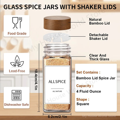 Essential Spice Organizer | 13-Piece Glass Spice Jar Set with Bamboo Lids | Stylish Storage for Fresh Seasonings 7