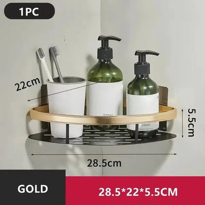 Corner Shelf | No-Drill Aluminum Corner Storage with Space-Saving Design | Stylish Wall-Mounted Organizer for Bathroom and Kitchen 9