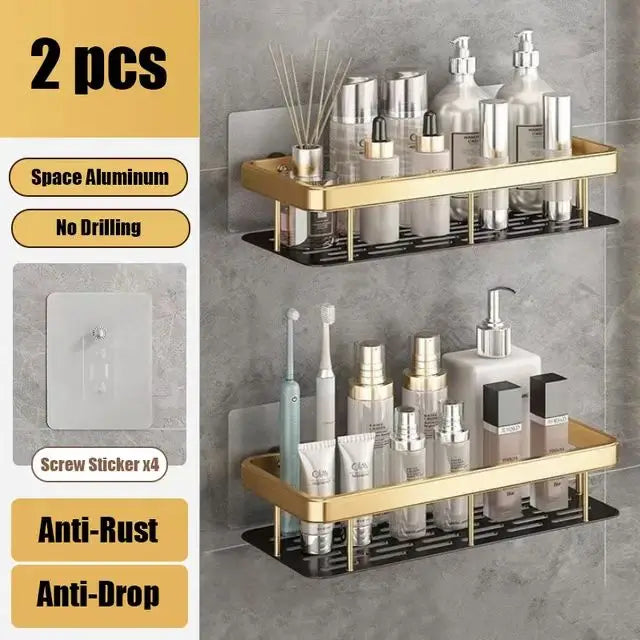 Corner Shelf | No-Drill Aluminum Corner Storage with Space-Saving Design | Stylish Wall-Mounted Organizer for Bathroom and Kitchen 13