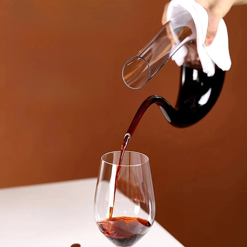 Elegant Crystal Wine Decanter with Unique U-Shape Design for Effortless Aeration 7