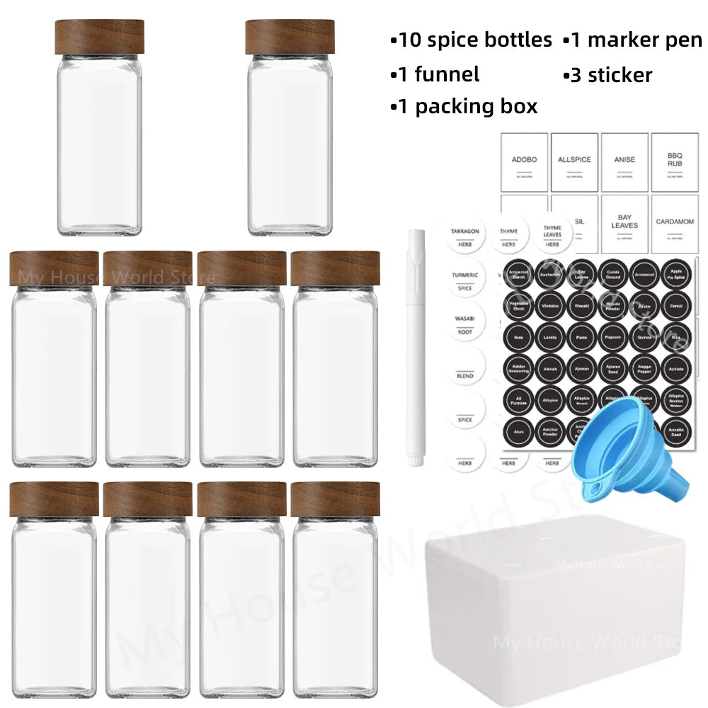 Essential Spice Organizer | 13-Piece Glass Spice Jar Set with Bamboo Lids | Stylish Storage for Fresh Seasonings 3
