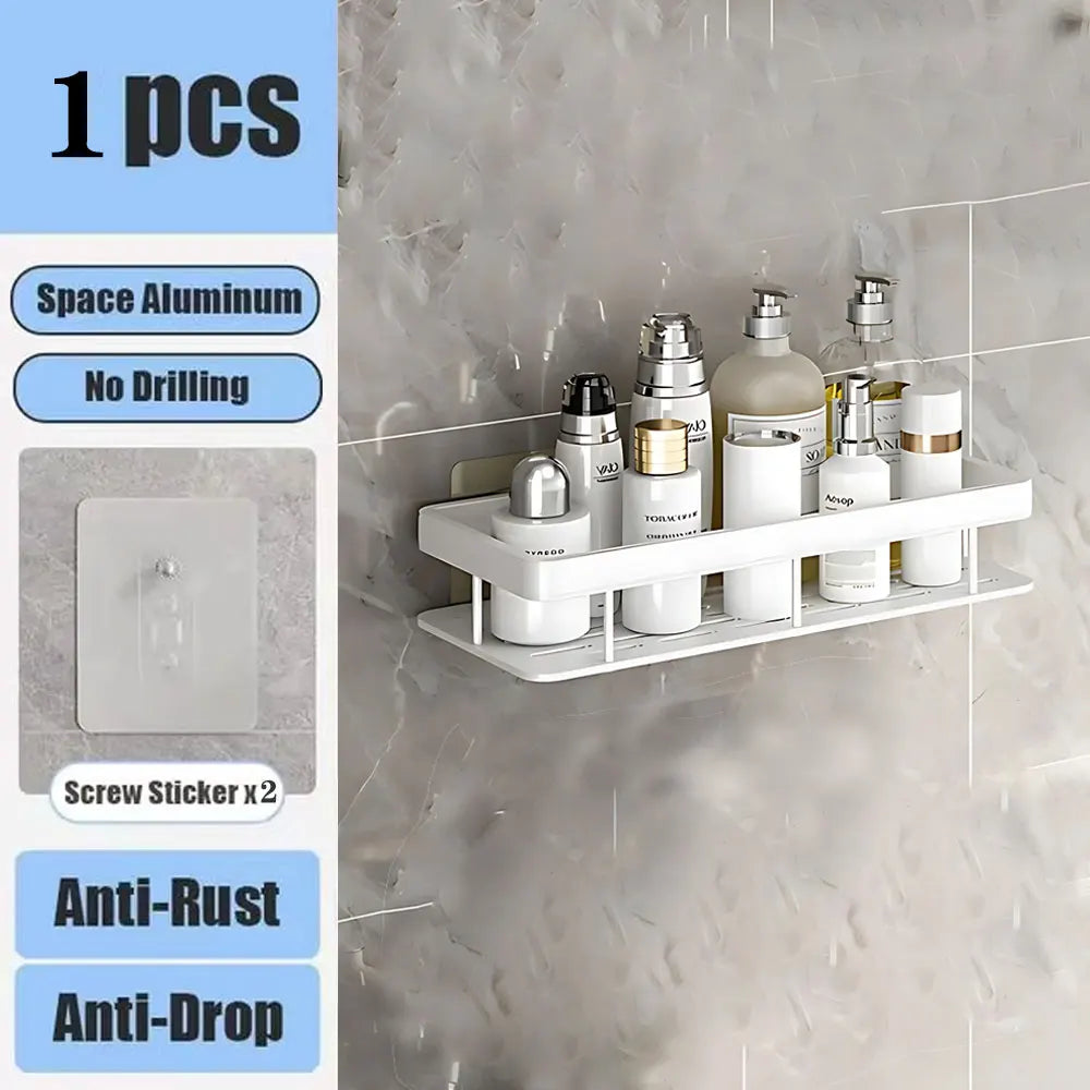 Corner Shelf | No-Drill Aluminum Corner Storage with Space-Saving Design | Stylish Wall-Mounted Organizer for Bathroom and Kitchen 2