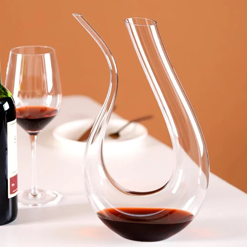 Elegant Crystal Wine Decanter with Unique U-Shape Design for Effortless Aeration 6