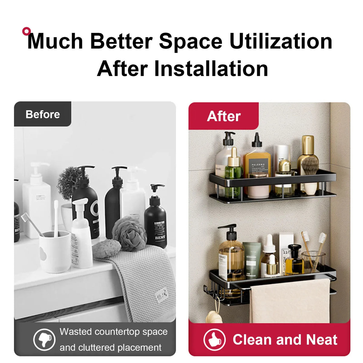 Corner Shelf | No-Drill Aluminum Corner Storage with Space-Saving Design | Stylish Wall-Mounted Organizer for Bathroom and Kitchen 22