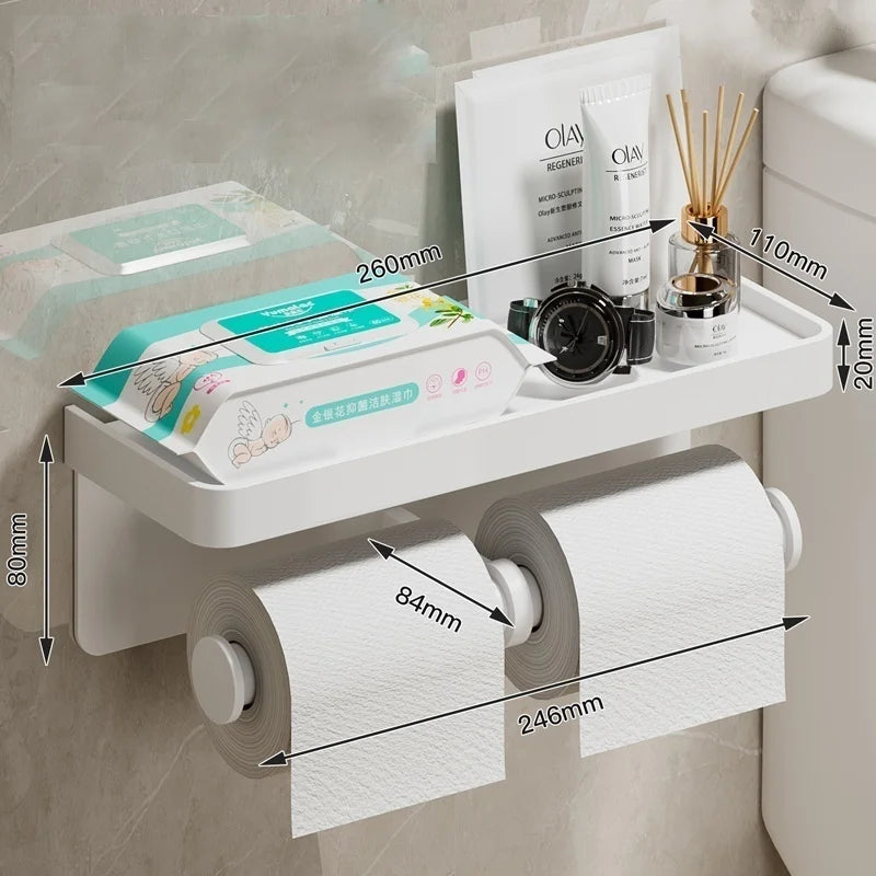 Stylish Wall-Mounted Toilet Paper Holder with Durable Aluminum Alloy Design for Space-Saving Convenience 2