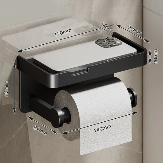Stylish Wall-Mounted Toilet Paper Holder with Durable Aluminum Alloy Design for Space-Saving Convenience 1