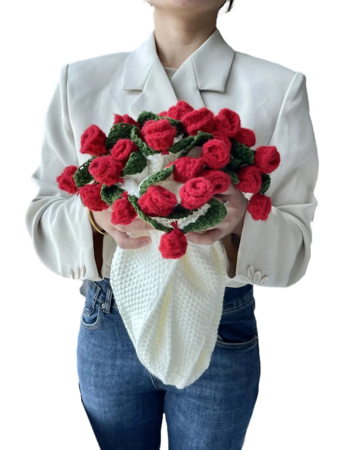 Crochet Collection | Soft Acrylic Throw Blanket with Rose Design | Cozy Comfort for Home Decor 2