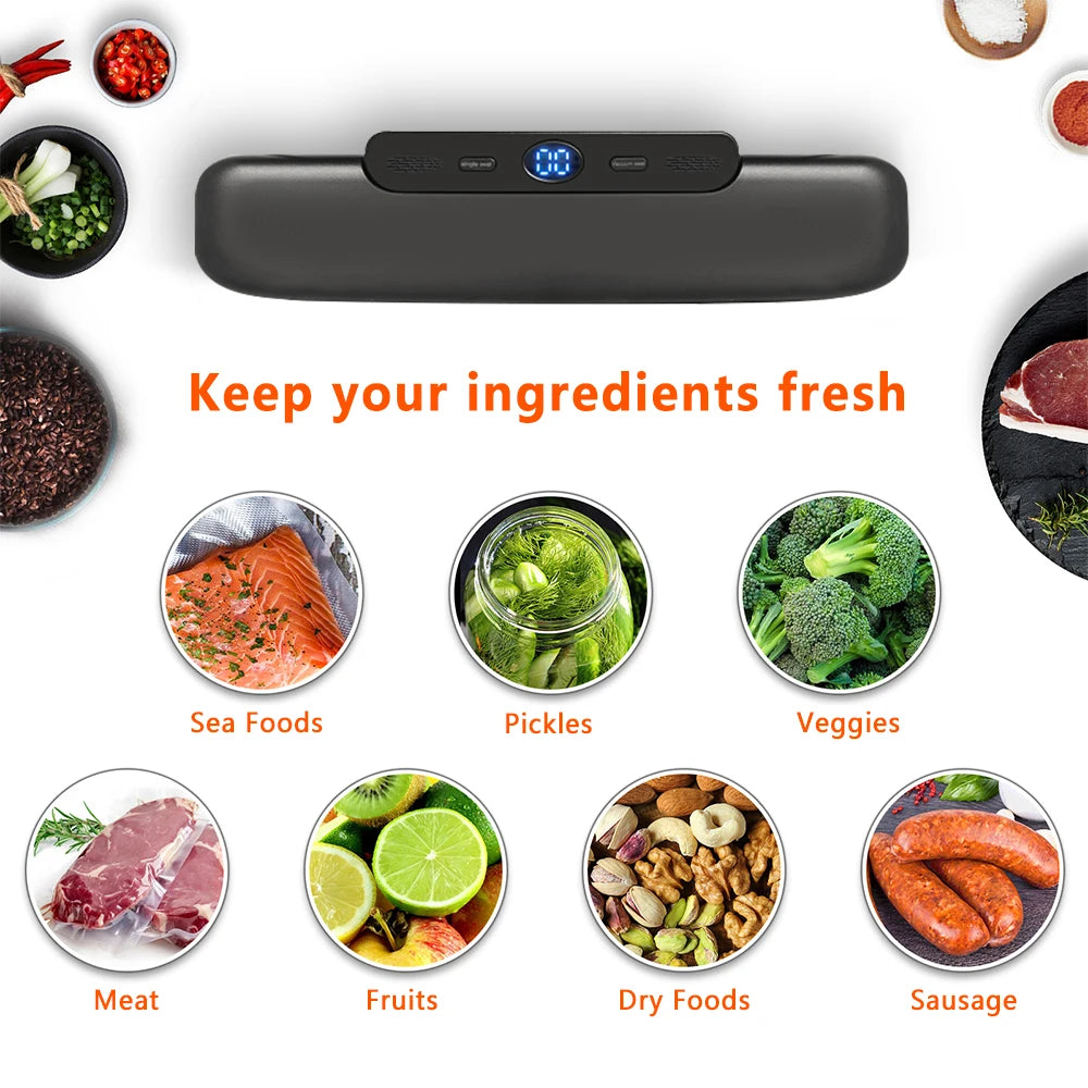 Home Essentials | Vacuum Sealer Machine for Food Preservation with 10 Bags | Compact Design for Freshness 8