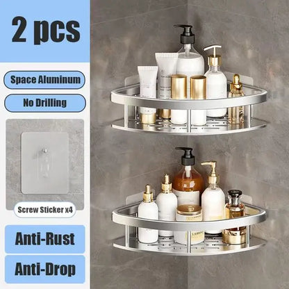Corner Shelf | No-Drill Aluminum Corner Storage with Space-Saving Design | Stylish Wall-Mounted Organizer for Bathroom and Kitchen 15