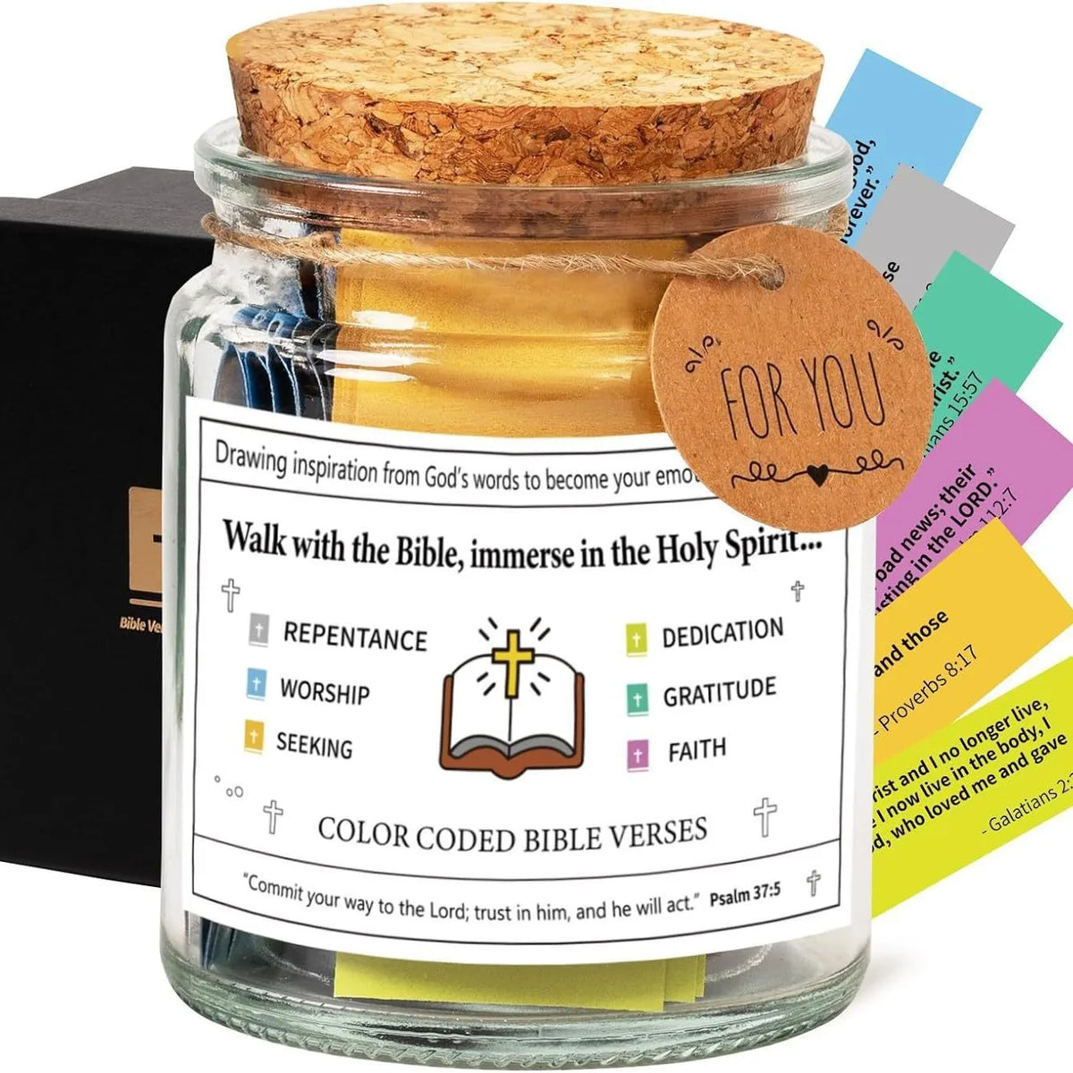 Inspirational Quotes Jar | Colorful Bible Verses for Daily Motivation | Uplifting Glass Decor for Christian Homes 3