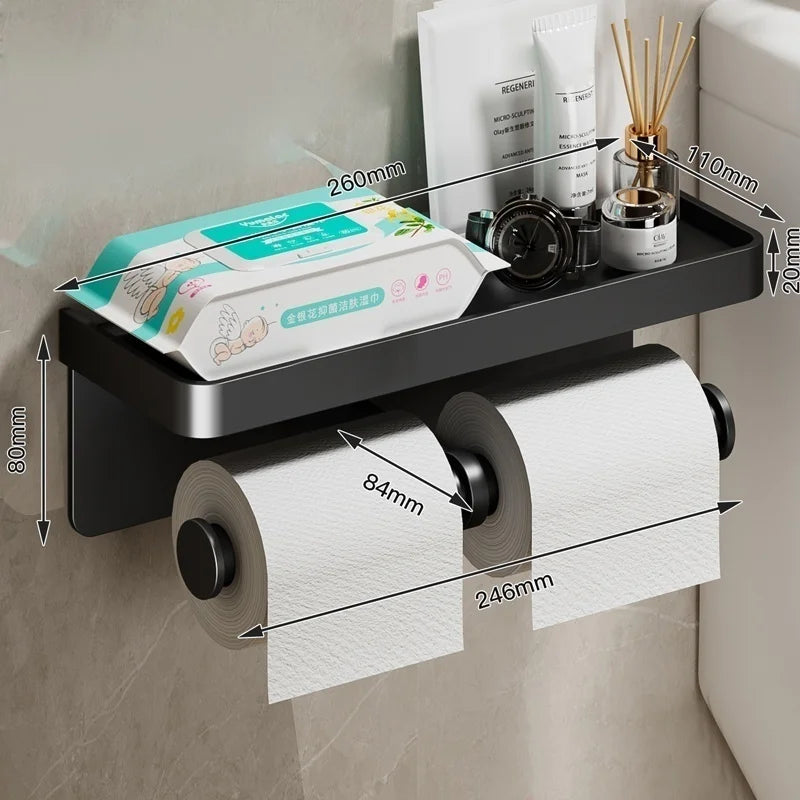Stylish Wall-Mounted Toilet Paper Holder with Durable Aluminum Alloy Design for Space-Saving Convenience 7