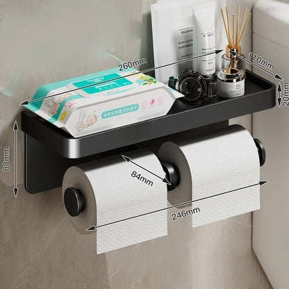 Stylish Wall-Mounted Toilet Paper Holder with Durable Aluminum Alloy Design for Space-Saving Convenience 7