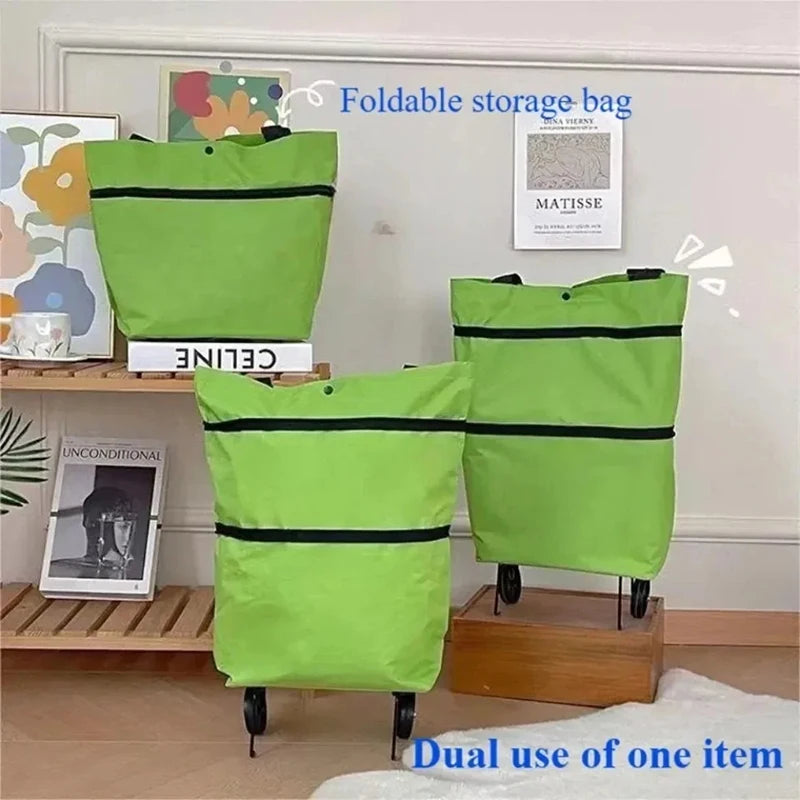 Utility Cart | Foldable Shopping Bag with Wheels for Easy Transport | Compact Design for Grocery Convenience 12