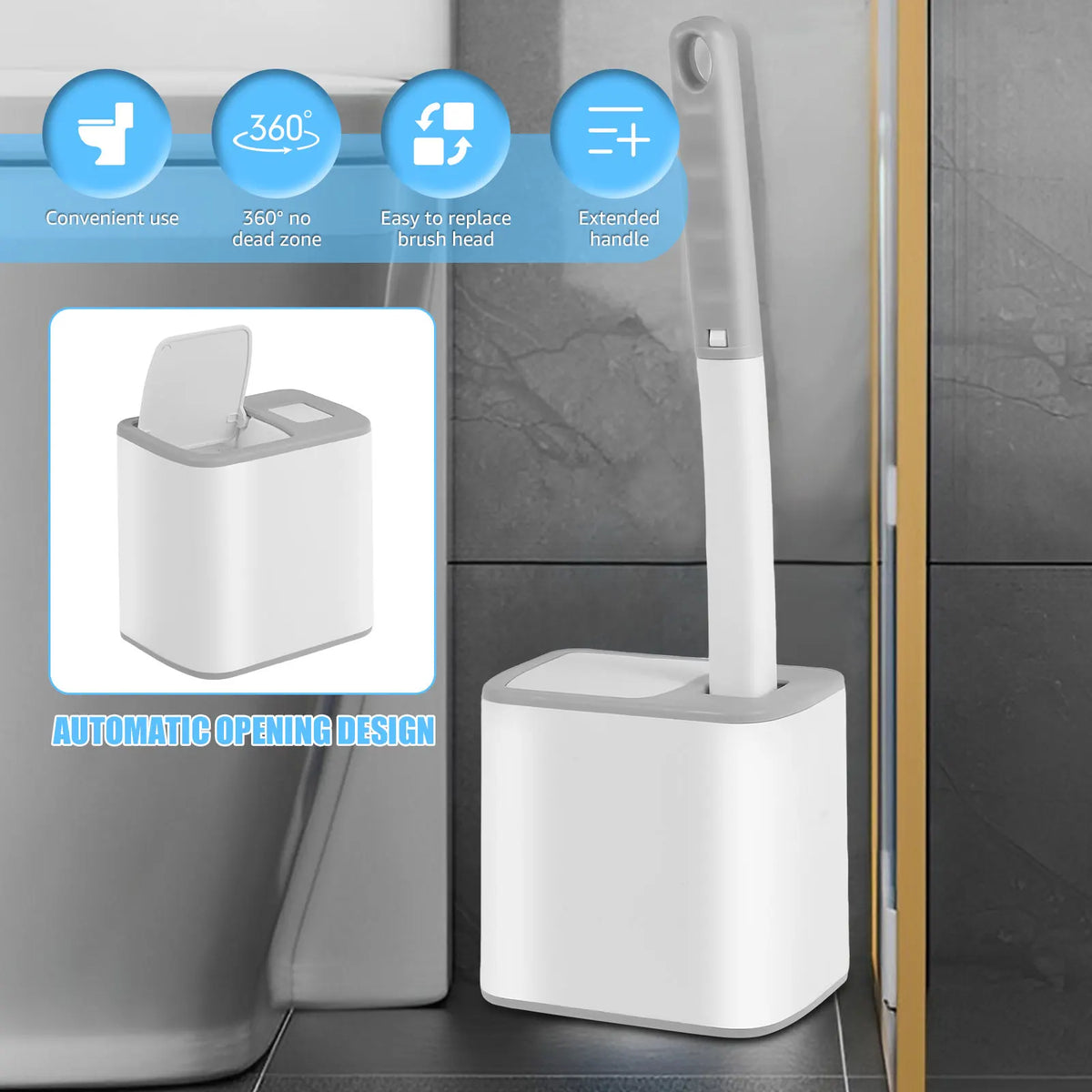 Effortless Hygiene | Toilet Cleaning Brush Kit with Disposable Heads & Long Handle 2