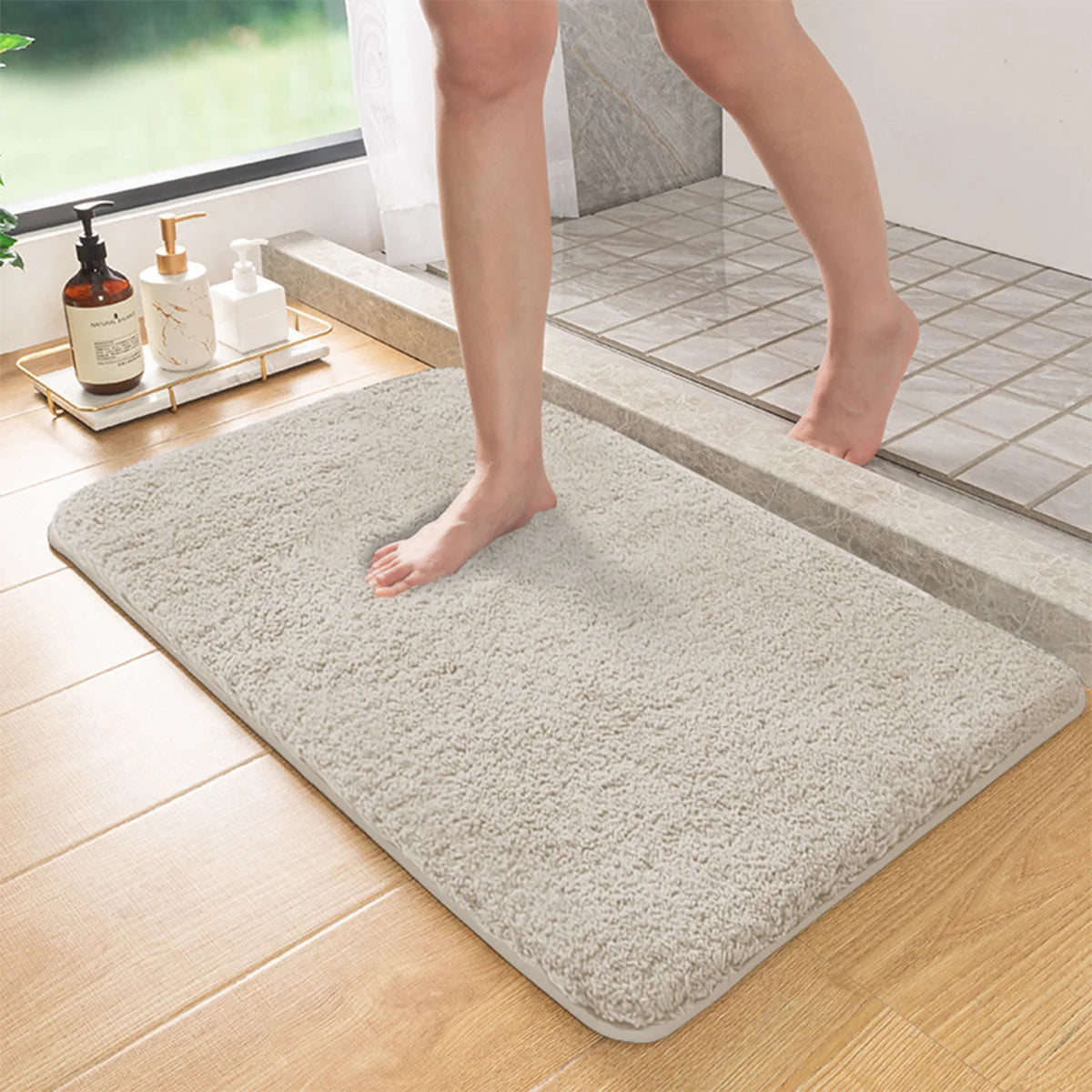 Cozy Collection | Non-Slip Bath Mat with High Absorbency & Furry Texture | Soft Rug for Bathroom Comfort 3