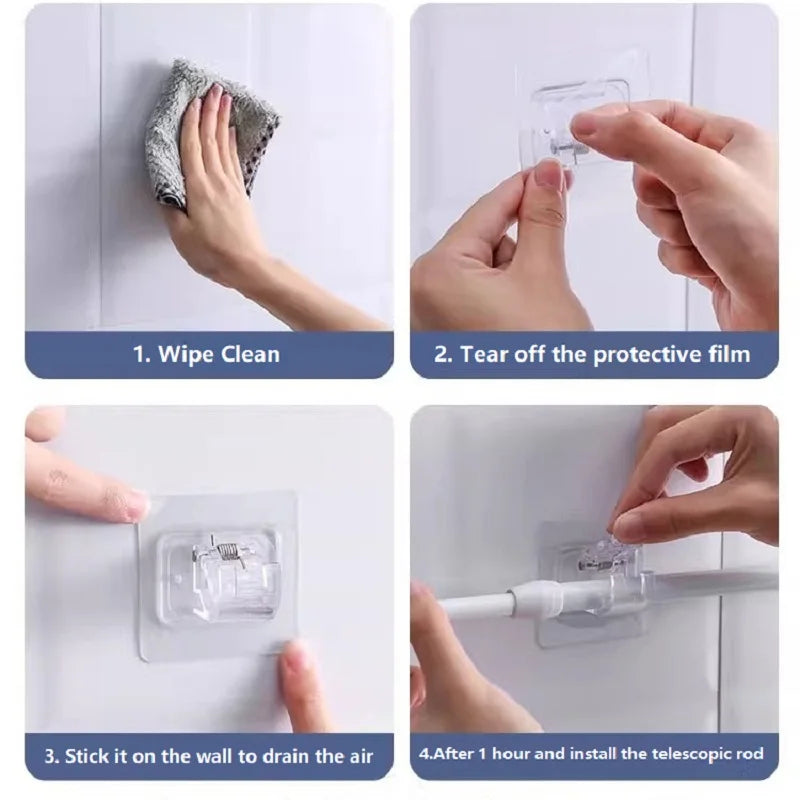 Home Essentials | Self-Adhesive Curtain Rod Bracket Holders for Easy Installation 13